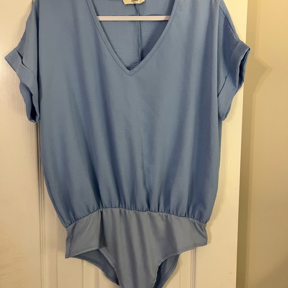 Entro Light Blue V-Neck Bodysuit
